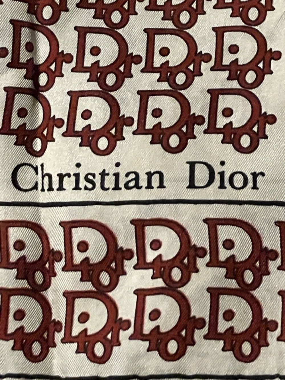 New Christian Dior Burgundy Monogram Silk Scarf